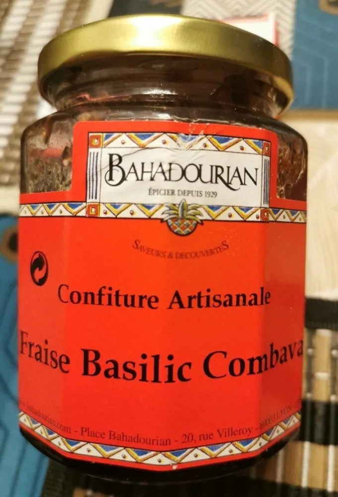 Confiture artisanale Fraise Basilic Combava
