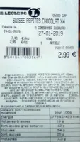 Suisse pépites chocolat x4