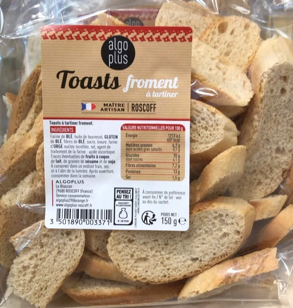 Toasts froment à tartiner