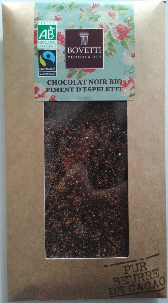Chocolat noir bio piment d'Espelette
