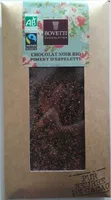 Chocolat noir bio piment d'Espelette