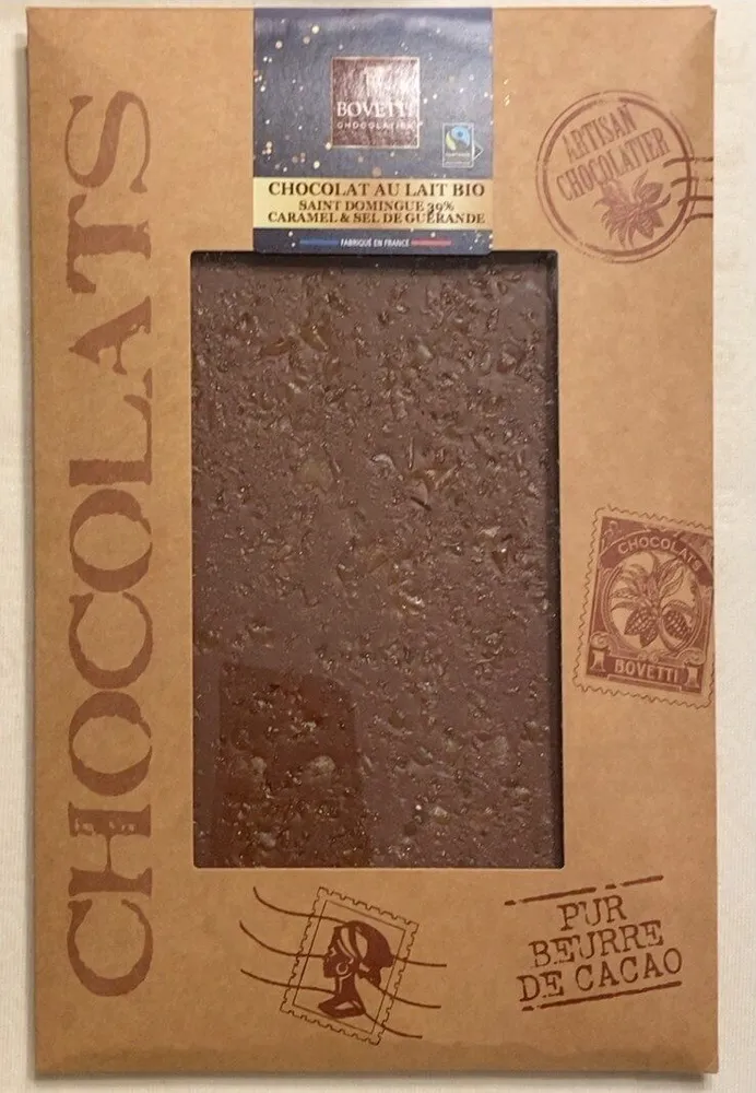 Chocolat au lait bio caramel et sel de guerande