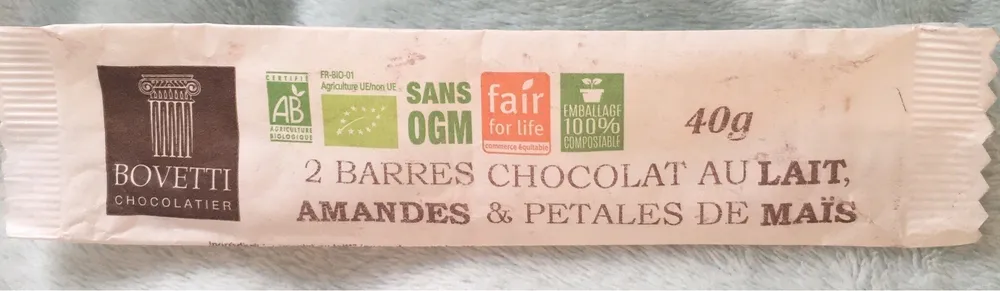 2 barres chocolat au lait