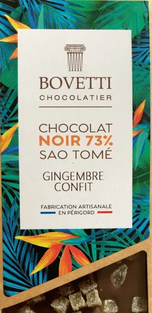Chocolat noir 73% sao tomé gingembre confit