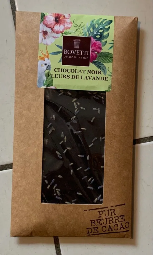 Dark chocolate with lavender flowers