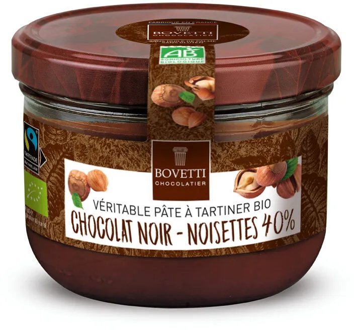 Véritable pâte à tartiner bio chocolat noir - noisettes 40%