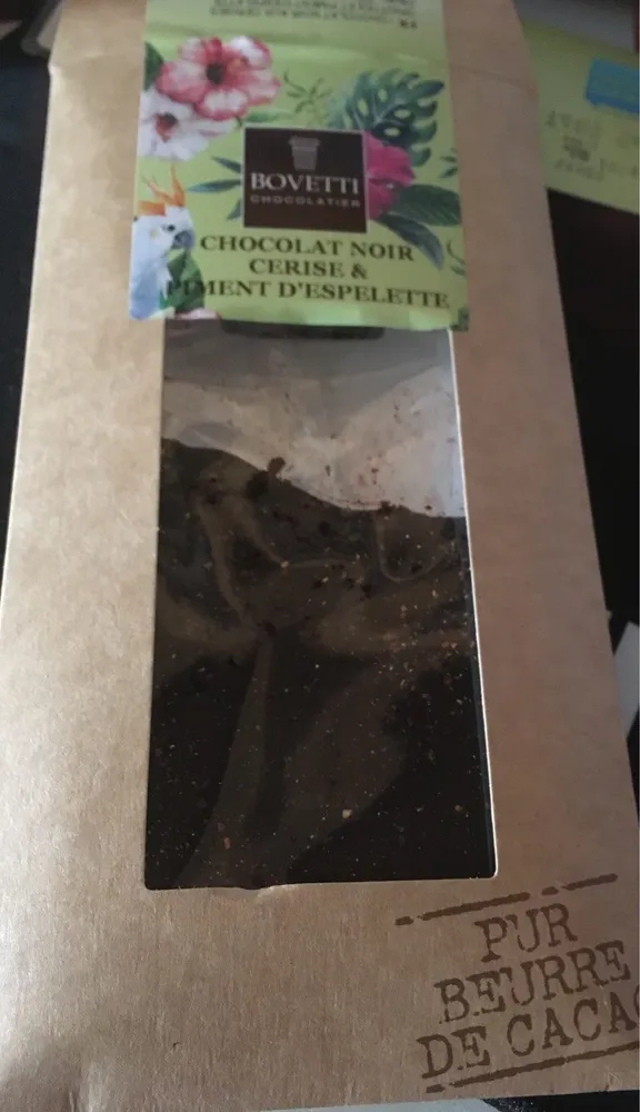 Chocolat noir cerise et piment d'espelette