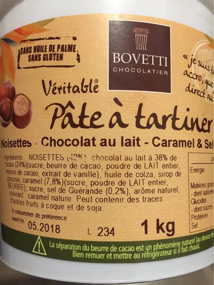 Pate à tartiner noisette chocolat au lait caramel et sel de guerande