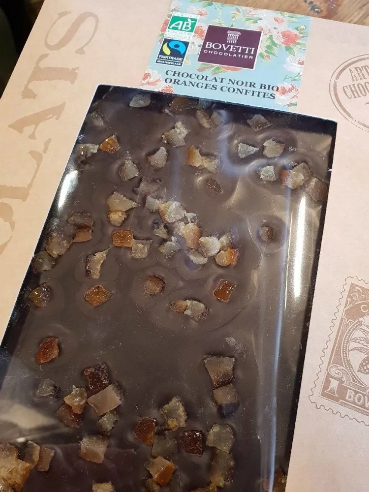 Chocolat noir bio oranges confites