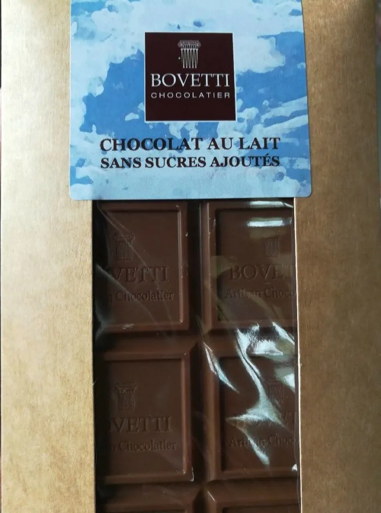 Chocolat au lait sans sucre ajoutés