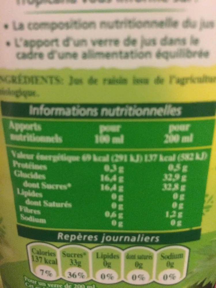Récoltes Bio Jus de Raisin bio