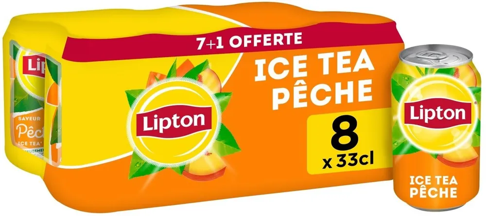 Lipton Ice Tea saveur pêche 7 x 33 cl + 1 offerte
