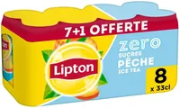 Lipton Ice Tea saveur pêche zéro sucres 7 x 33 cl + 1 offerte