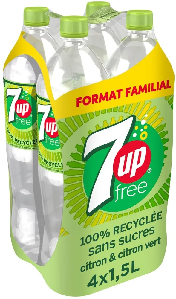 7UP Free saveur citron & citron vert format familial lot de 4 x 1,5 L