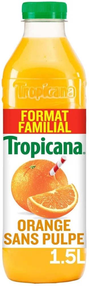 Tropicana 100% oranges pressées sans pulpe format familial 1,5 L