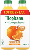 Tropicana sans pulpe lot de 2 x 1,5 L