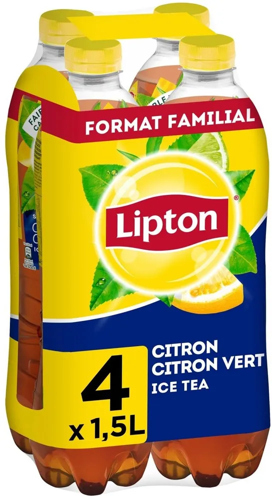 Lipton Ice Tea saveur citron citron vert format familial 4 x 1,5 L