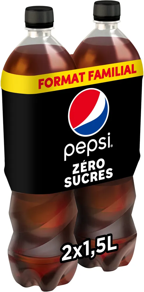Pepsi Zéro sucres format familial lot de 2 x 1,5 L