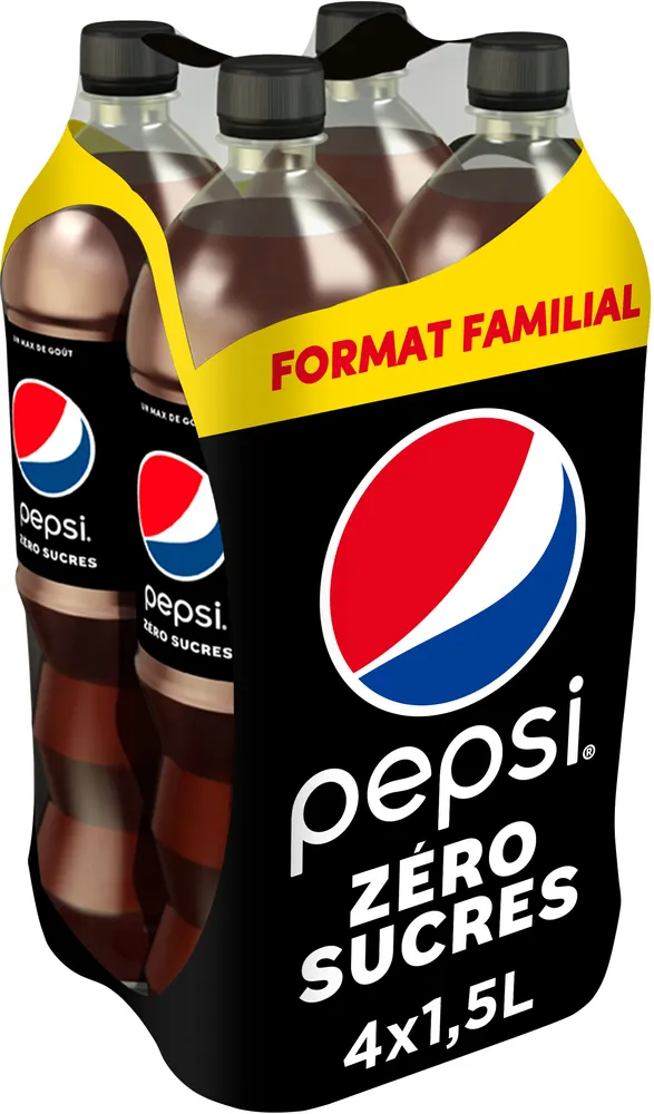 Pepsi Zéro sucres format familial lot de 4 x 1,5 L