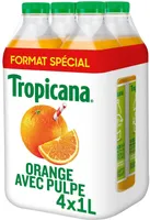 Tropicana 100% oranges pressées avec pulpe format spécial lot de 4 x 1 L