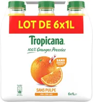Tropicana Orange sans pulpe lot de 6 x 1 L