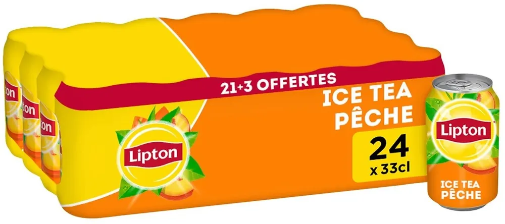 Lipton Ice Tea saveur pêche 21 x 33 cl + 3 offertes
