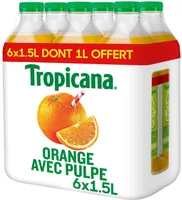 Tropicana Orange avec pulpe lot de 6 x 1,5 L dont 1 L offert