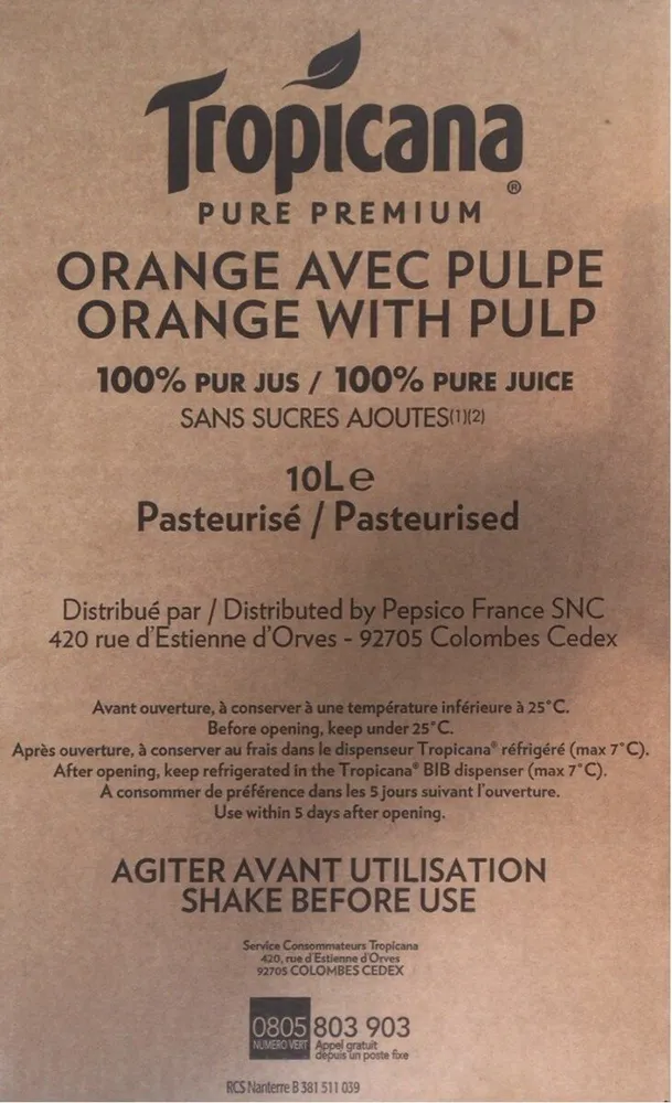 Orange avec pulpe 10L