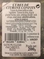 Citrons confits en cubes maitre prunille