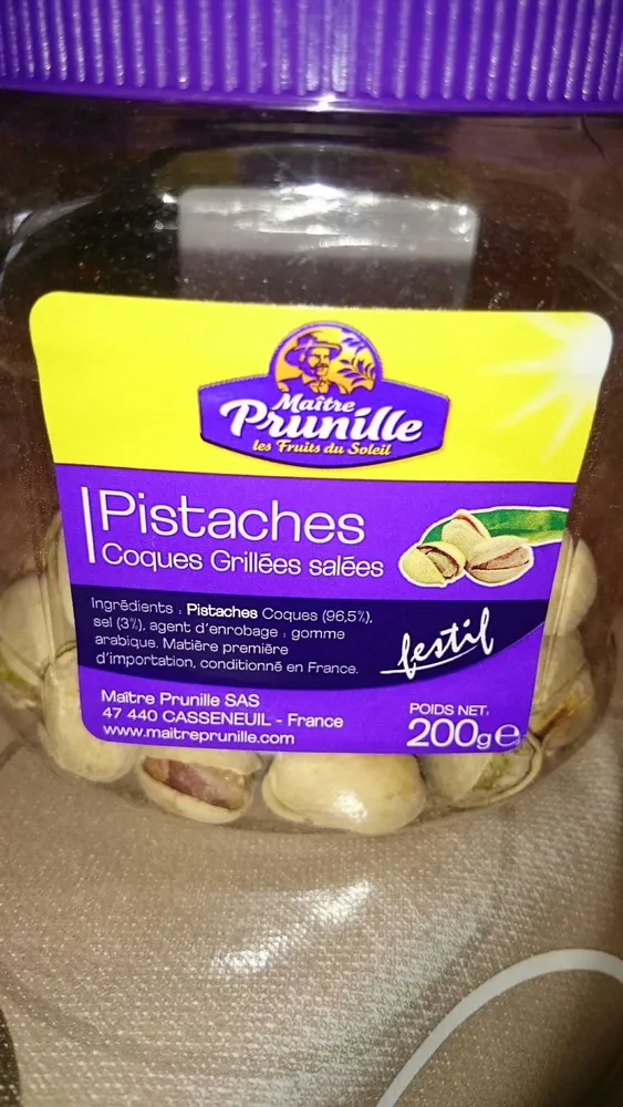Pistaches coques grillées salées
