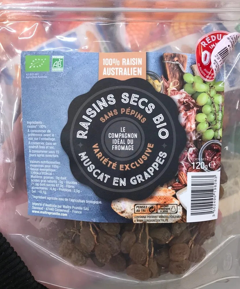 Raisins secs bio Muscat en Grappes