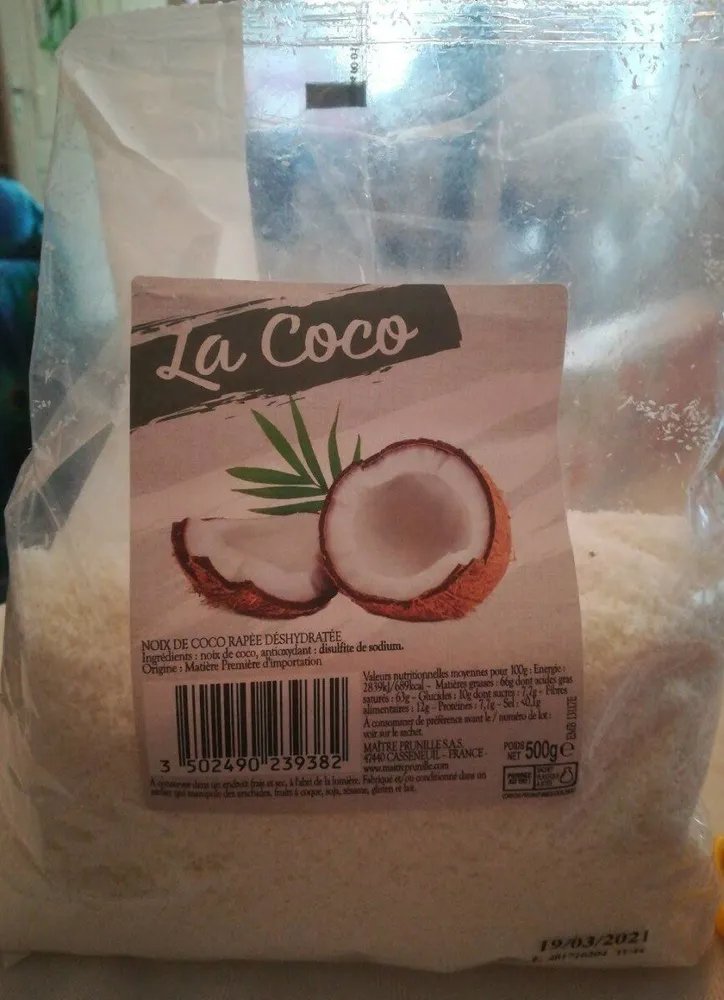 Noix de coco râpée déshydraté