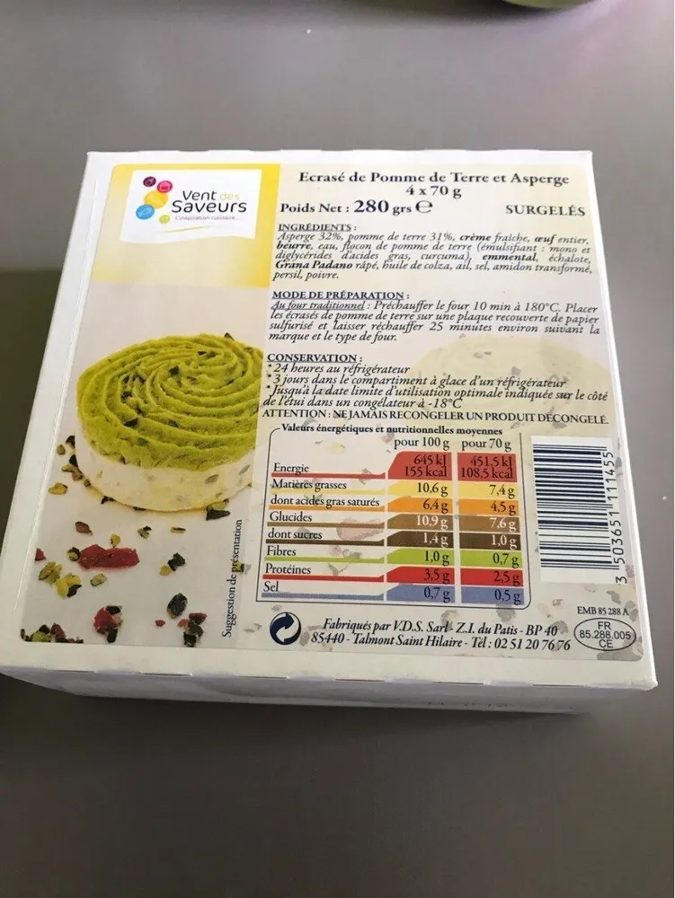 Ecrase de pomme de terre et apserge
