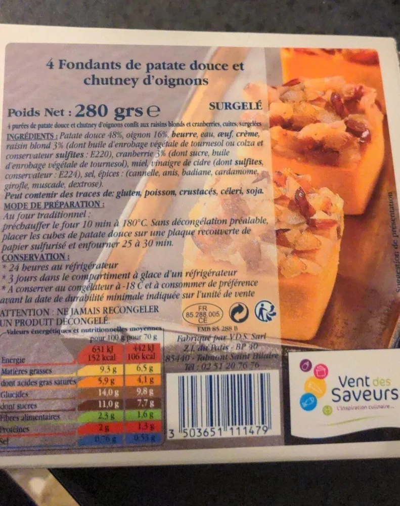 Fondants de patates douces et chutney oignons