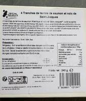 4 tranches terrine de saumon et noux de St Jacques