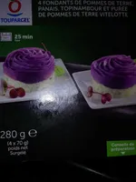 Fondant pomme de terre, panais, topinambours, purée de pomme de terre vitelotte