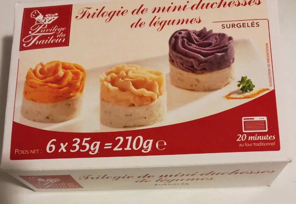 Trilogie de mini-duchesses de légumes surgelés