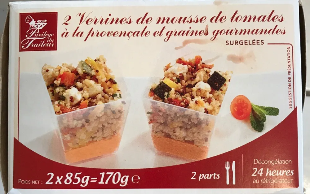 Verrines de mousse de tomates