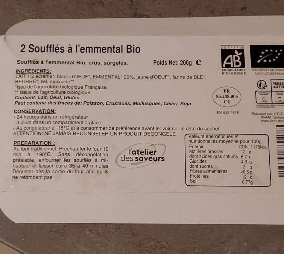 Soufflé à l'emmental bio