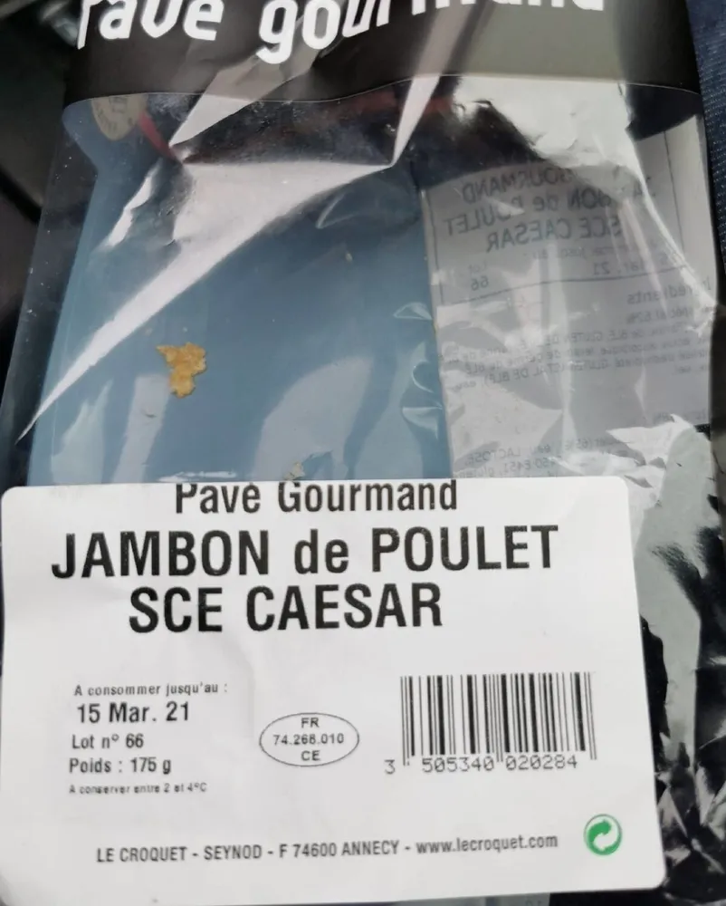 Sandwich jambon de poulet sce caesar
