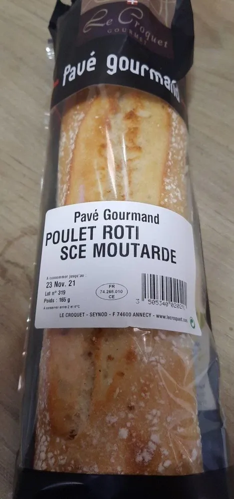 Sandwich poulet rôti sauce moutarde