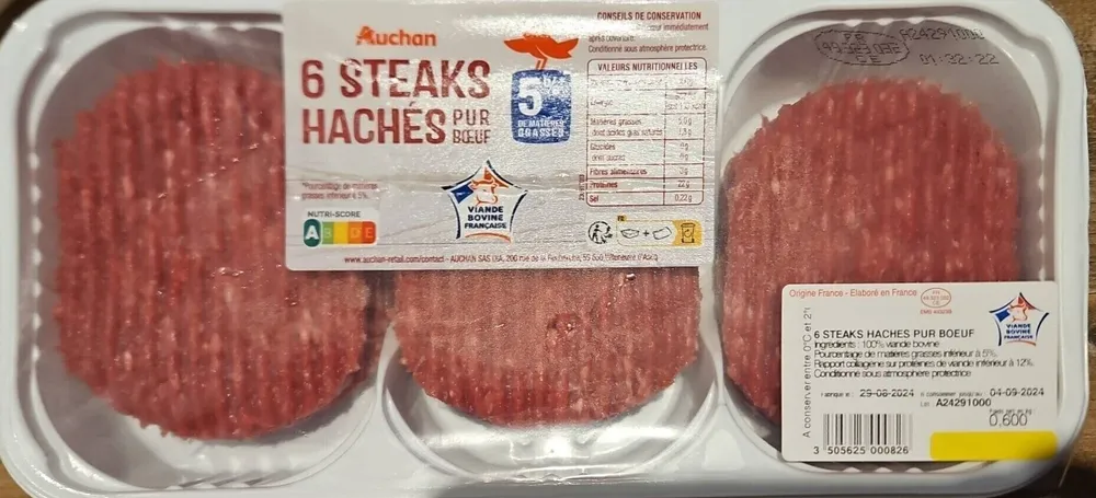 Steak hachés pur bœuf 5% mg