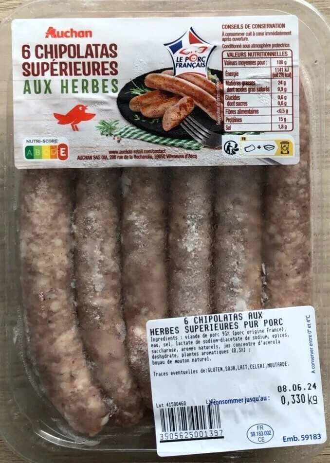 6 chipolatas supérieures aux herbes