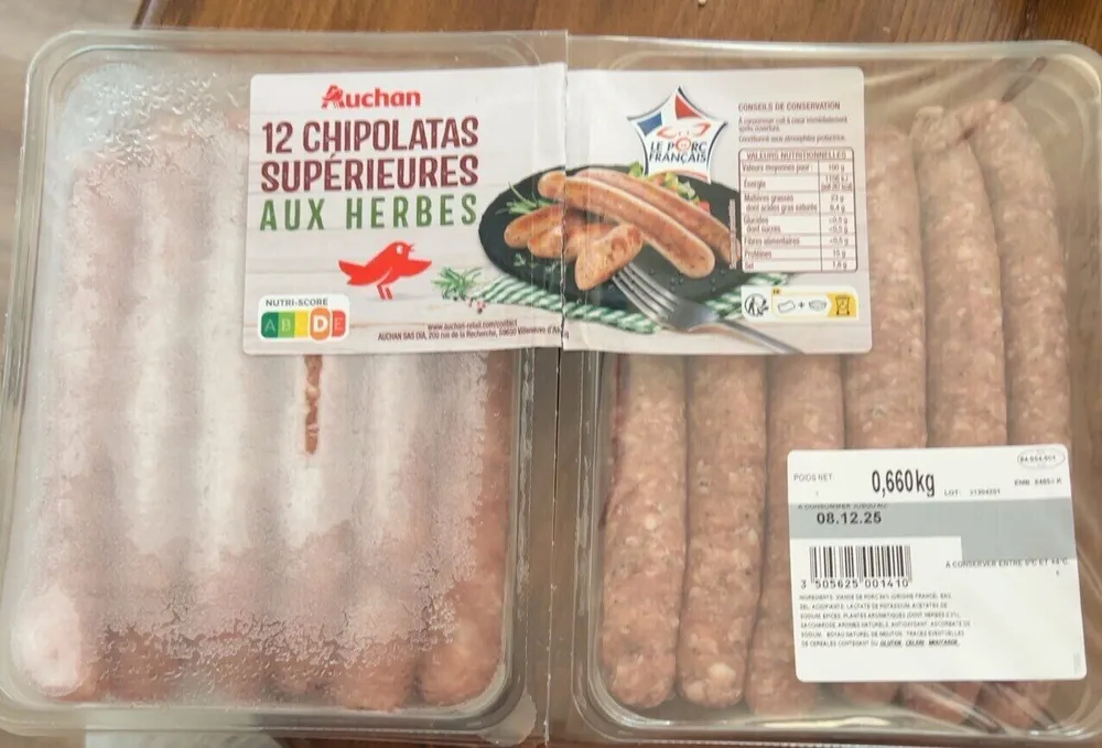 12 chipolatas superieures aux herbes
