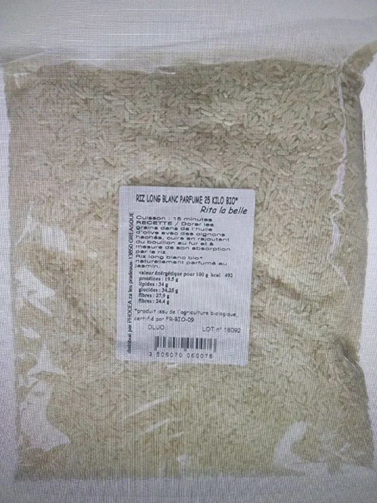 Riz long blanc parfumé 20kg