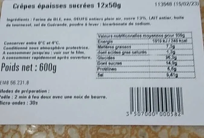 Crêpes épaisses sucrées