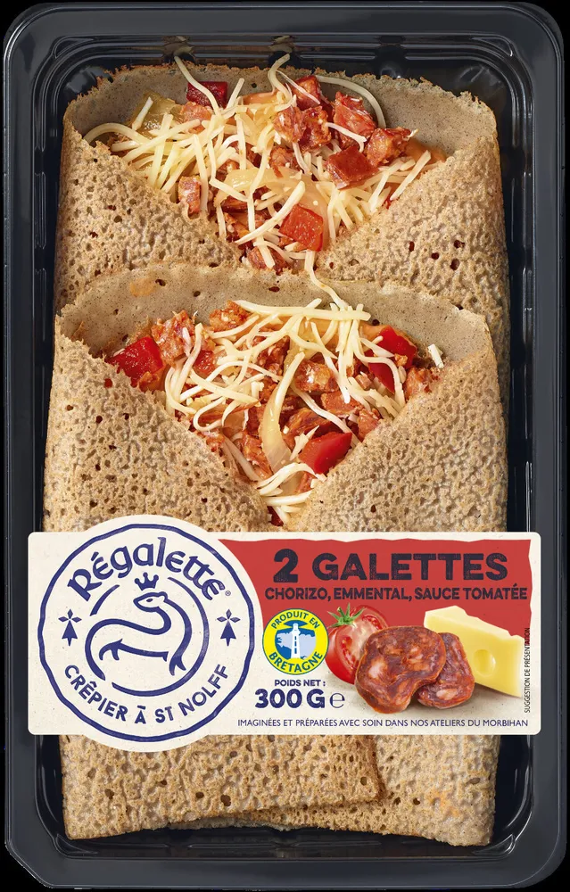 Galettes chorizo, emmental, tomate
