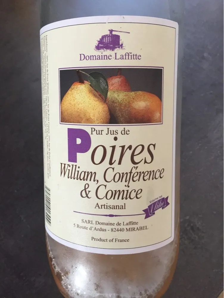 Pur Jus Pasteurisé Poires William