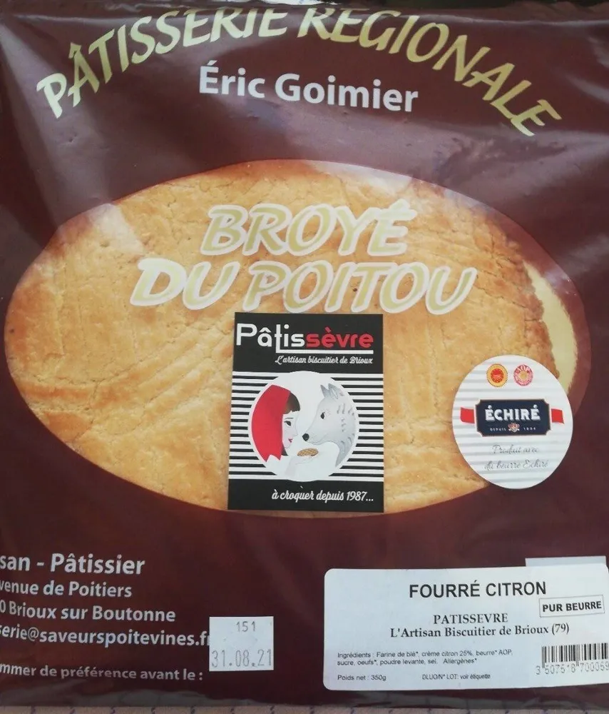 Broyé du Poitou fourré citron