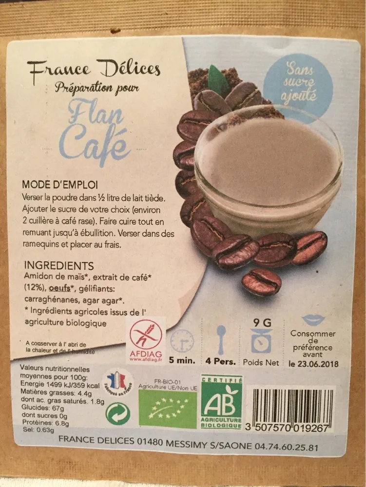 Flan au Café Bio Sans Gluten Sans Sucre Ajouté